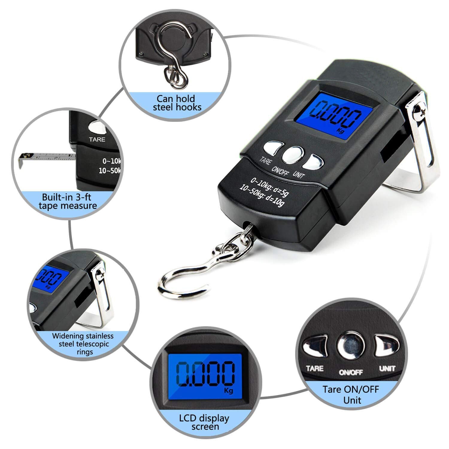 Fishing Equipment Basics - FLYSAND 110lb/50kg Electronic Scale Backlit LCD