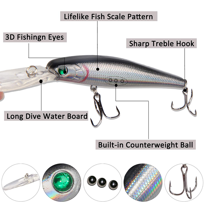 10PCS Minnow Fishing Lure 13.6 - Fishing Equipment Shop review and price