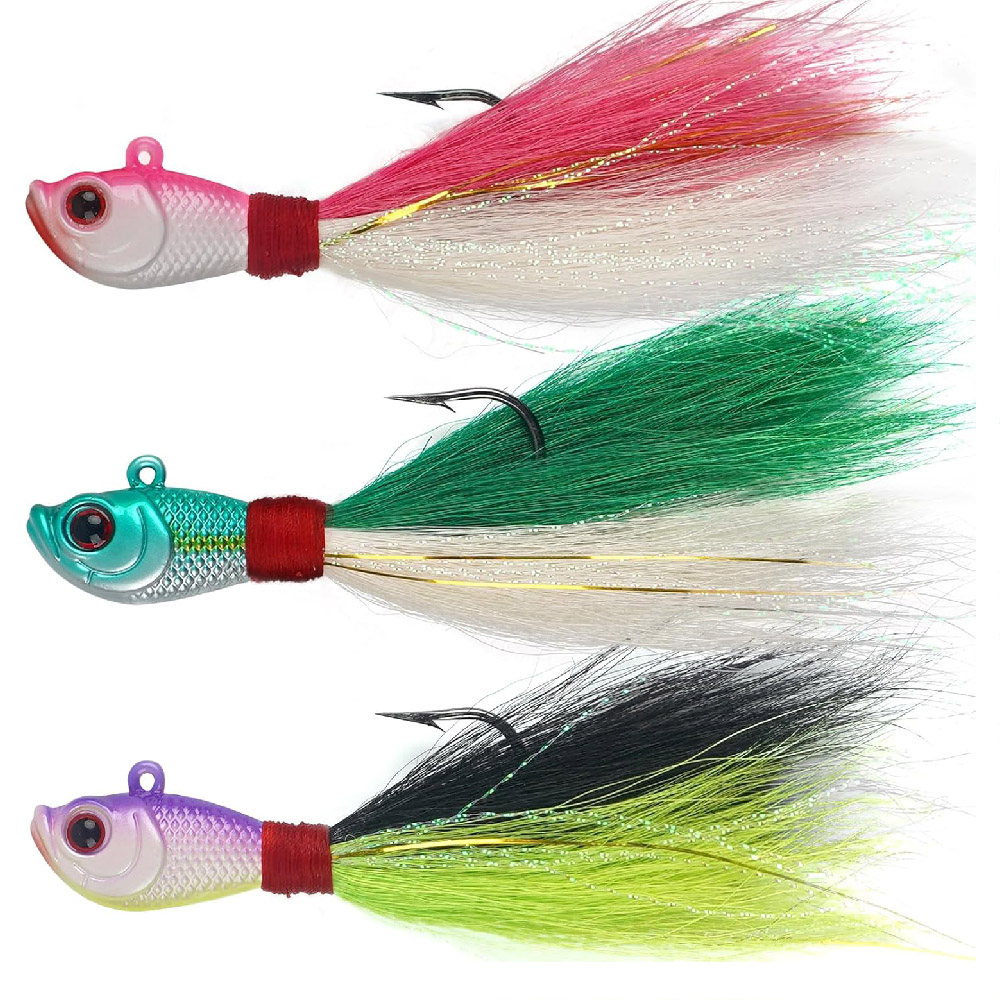 3pcs Bucktail Jigs Saltwater F - Fishing Equipment Shop review and price